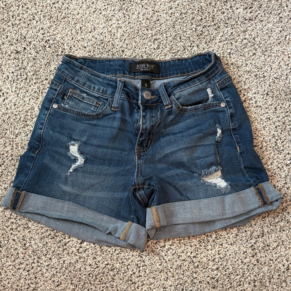 Judy Blue Women's Rolled Cuff Denim Shorts - Dark Blue